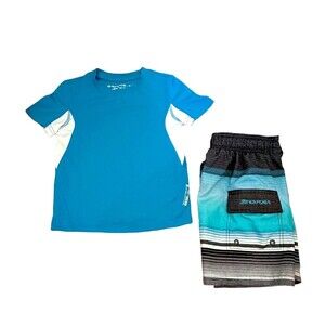 ZeroXposur Boys Swim Rashguard Top UPF 50+ and Swim‎ Trunks Sz Small (4)